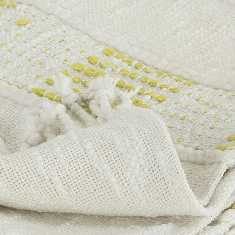 Alora Hand Woven Throw Blanket, Yellow/White