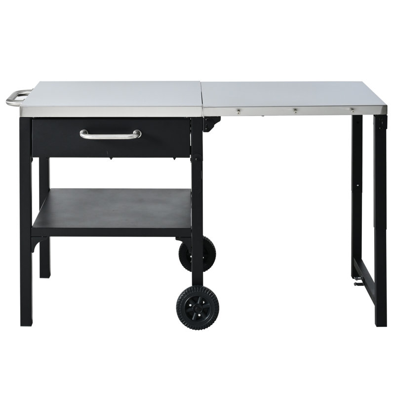 Chariot extérieur pliable avec roues et intempéries - Caractéristiques pour les barbecues de jardin