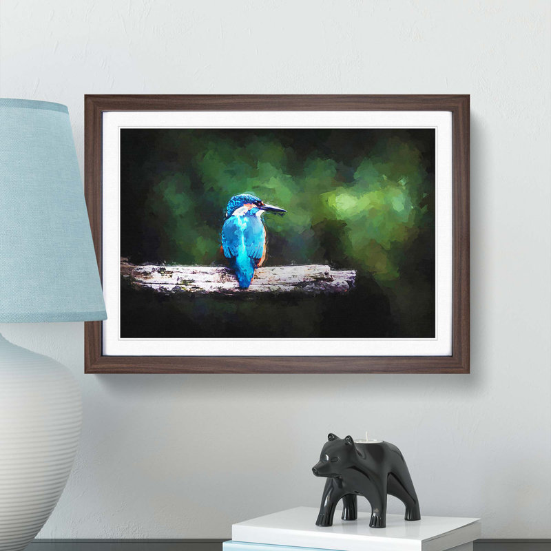 Kingfisher Looking West in Abstract - Picture Frame Painting Print, Walnut, 40cm H x 60cm W x 2cm D