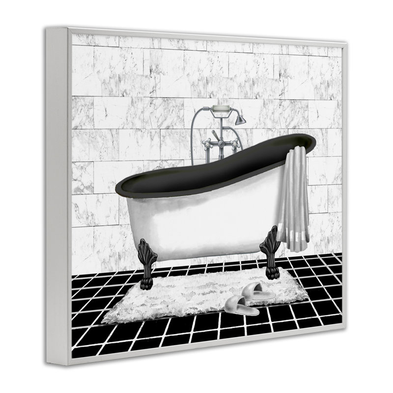 Art de giclée de bain à motif de marbre par Conrad Knutsen, Giclée encadrée blanc bord de mer, H 11 po x l 14 po
