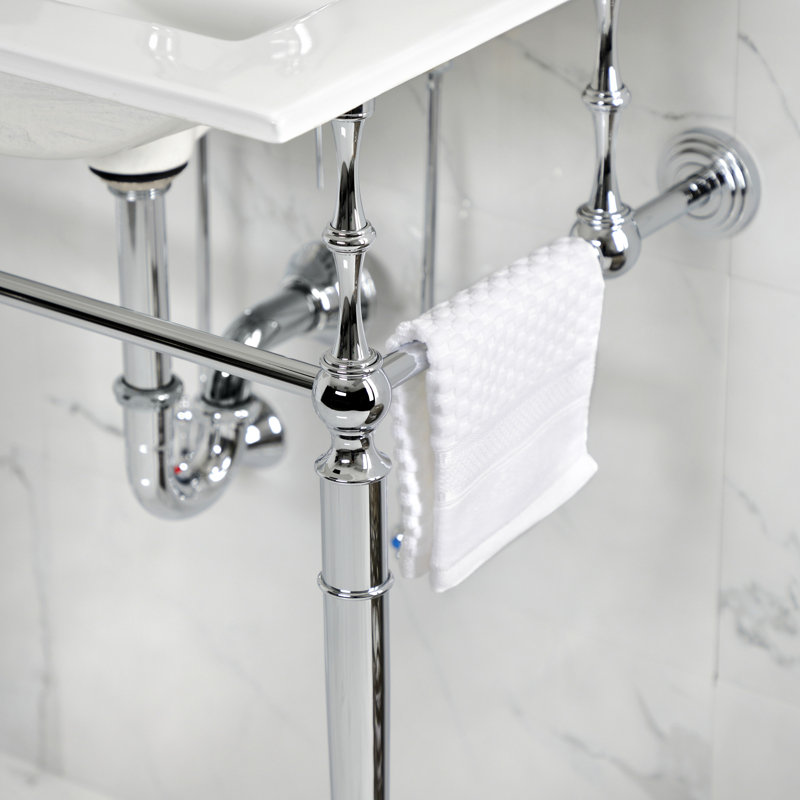 Lavabo de salle de bain console Edwardian, Chrome poli, Centres de 4 po