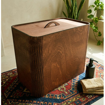 Poubelle mince en bois avec couvercle pour salle de bain, chambre à coucher ou bureau