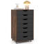  Commode de rangement en bois à 7 tiroirs avec roulettes verrouillables, rangement compact pour chambre ou bureau, brun rustique-612250993