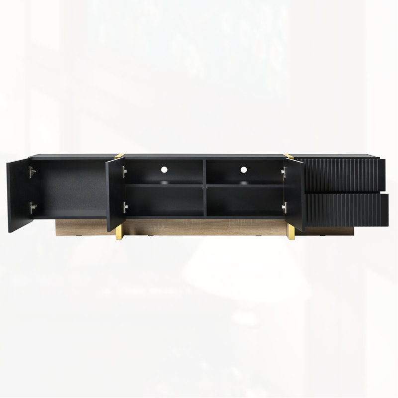Luxury Fluted TV Stand For Tvs Up To 80", Black