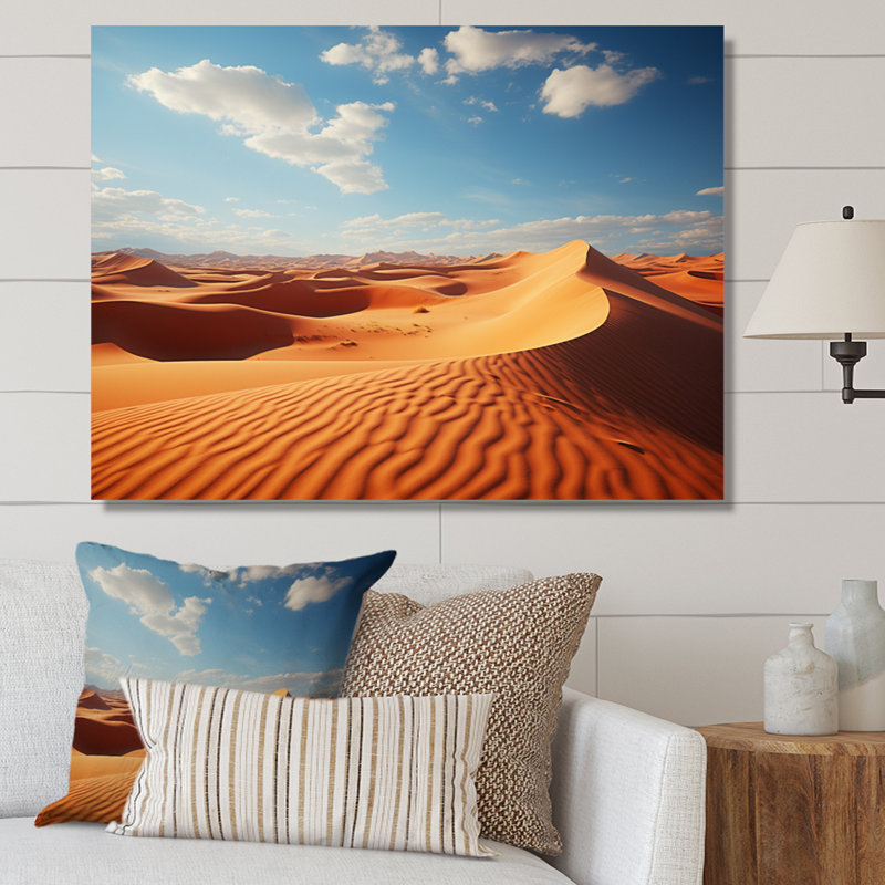 " Beige Blue Indian Art Golden Desert ", H 30 po x l 40 po x P 1,5 po, Toile tendue
