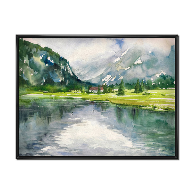 Paysage, art mural sur toile, rivière d'été, reproduction d'art - Paysage d'été avec rivière, H 30 po x l 40 po