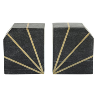 Taal Bookends Designed by J. Kent Martin, Black & Brass - bookends
