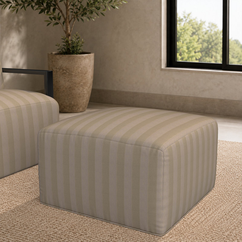 Repose-pieds extérieur Praia Sunbrella®, H 16 po x l 29 po x P 29 po, Moineau expressif rayé Sunbrella®