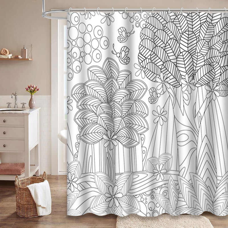 Rideau de douche avec 12 crochets Fantasy, L 72 po x l 84 po