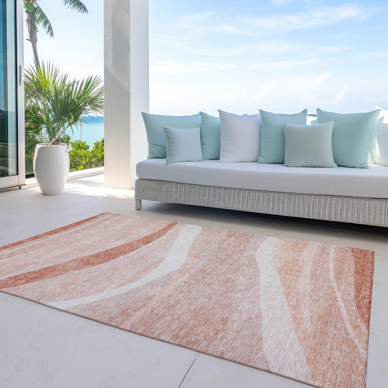 Chayden ACN1099 Machine Washable Indoor/Outdoor Salmon Rug, Rectangulaire 3 pi x 5 pi