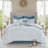Premium Cotton Bedding Set, Blue Floral Pattern, Shabby Chic Style