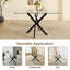 Table de salle à manger rectangulaire en verre trempé de 47,24 po avec pieds en métal noir, table de cuisine moderne pour la maison et la salle à manger-2109454233-2109454228