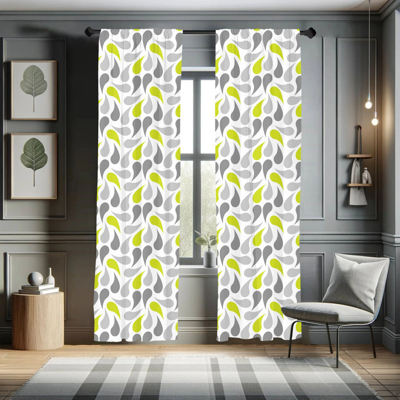 Paisley Room Darkening Rod Pocket Curtain Panel, 28" x 95", Green