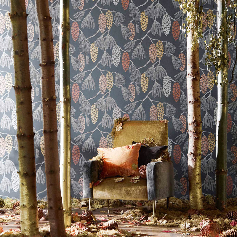 Epitome 10.05m x 52cm Copper/Gold/Sepia Wallpaper Roll, Mint/Duckegg/Smoke