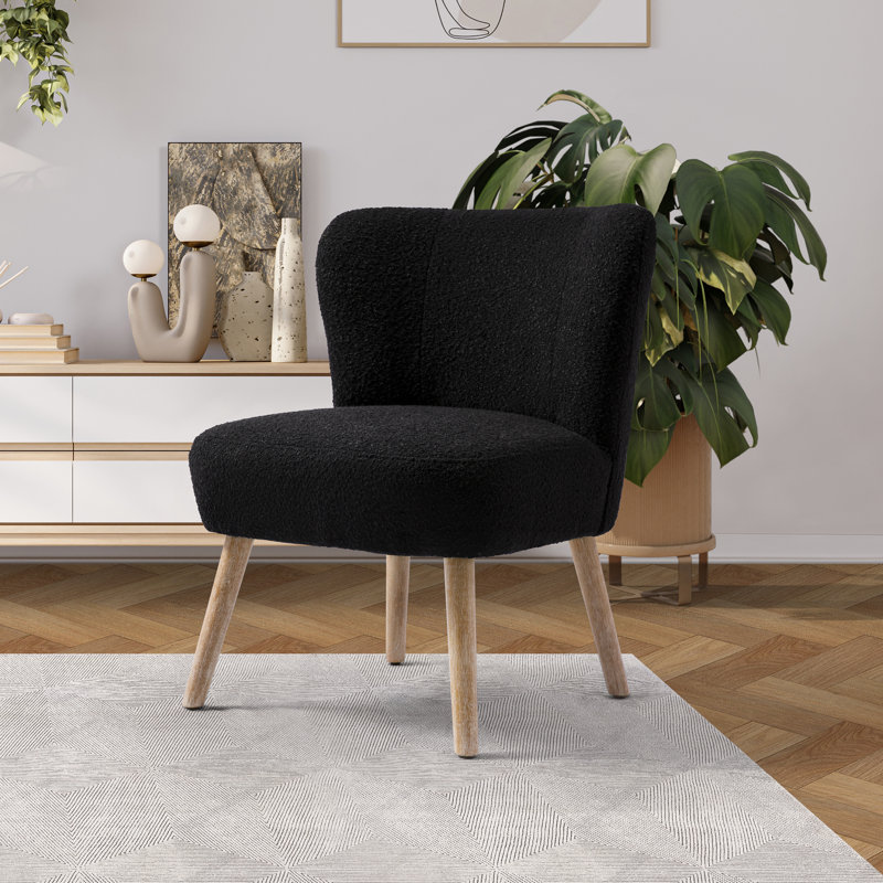 Fauteuil de chambre de 25,5 po Breann, Mélange de polyester noir