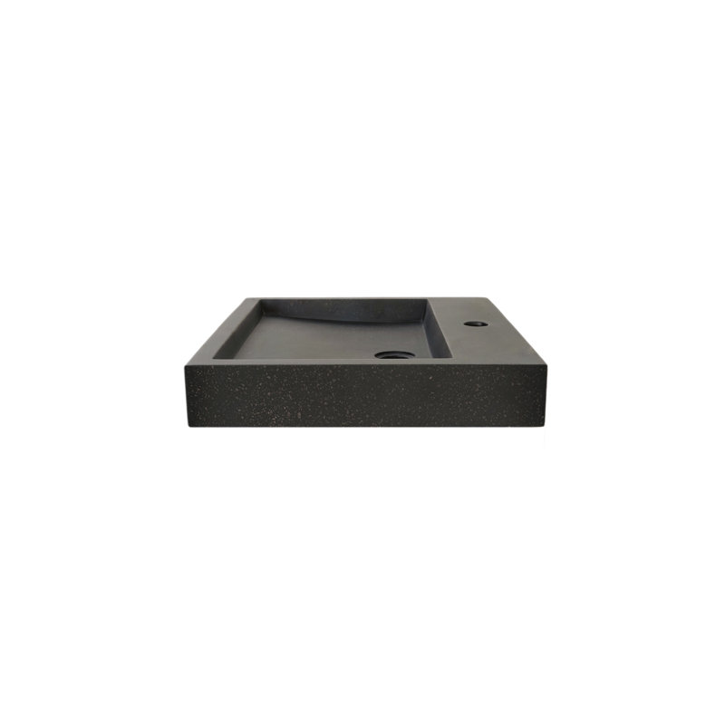 Barclay Ewan 17.875'' Concrete Rectangular Bathroom Sink, Terrazzo Black