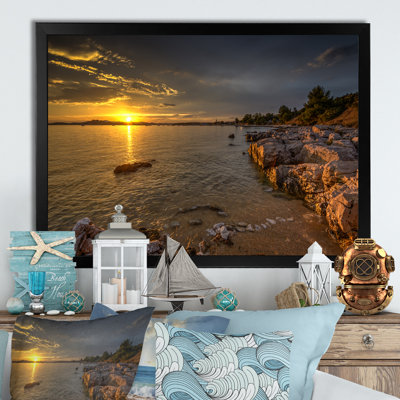 Coucher de soleil sur la rivière Calm - Photographie de cadre photo sur toile