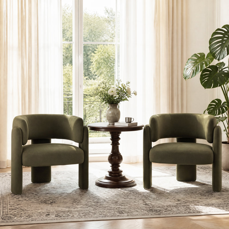 Fauteuil de baril en velours, Vert