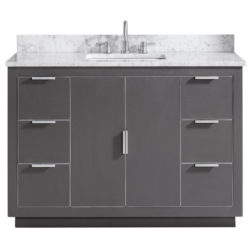 Austen 49'' W Single Vanity, Twilight Gray, White Quartz/Silver