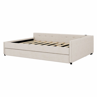 Upholstered Platform Bed With USB And Trundle Bed by Latitude Run