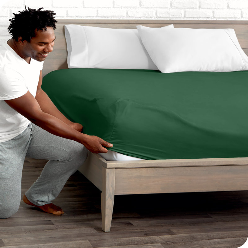 Fitted Bottom Sheet, Small Single, Forest Green