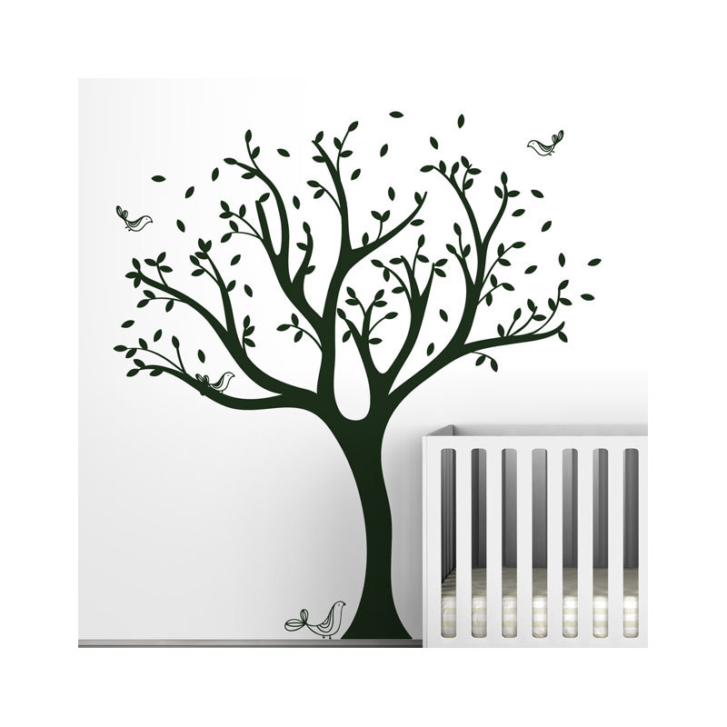 Décalcomanie murale arbre tweet, Vert Noël