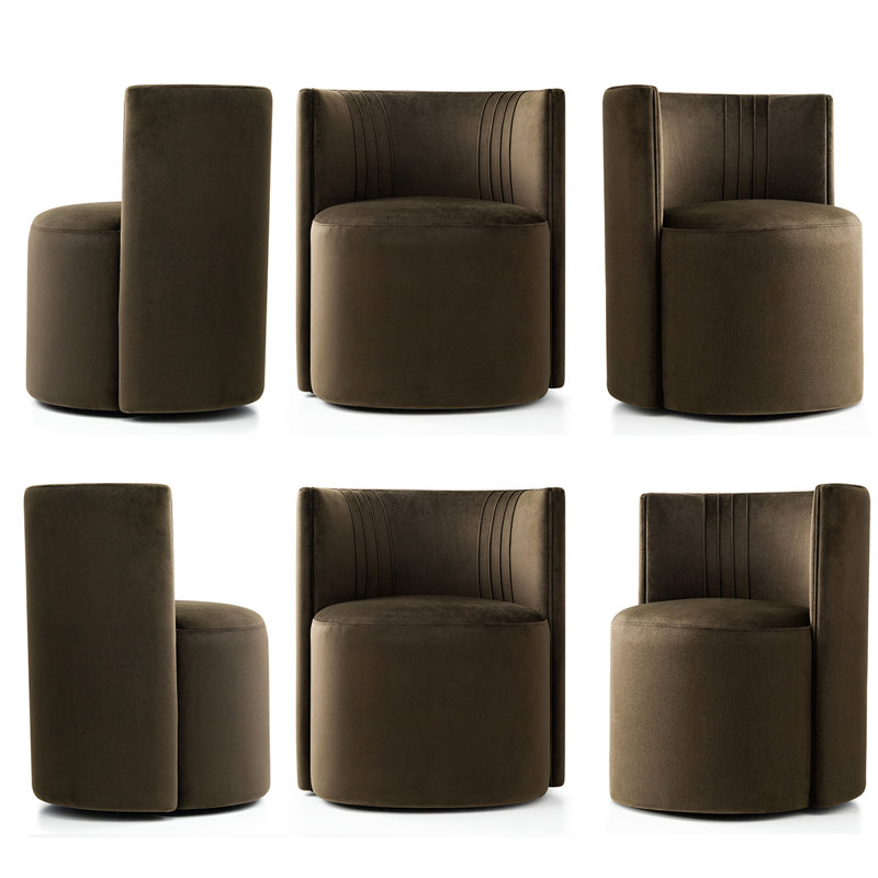 Chaises de salle à manger rembourrées en velours avec roulettes, Chocolat / Brun
