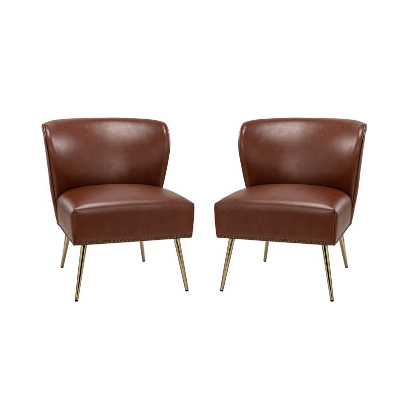 Chaise d'appoint 26 po Ramel, Similicuir brun