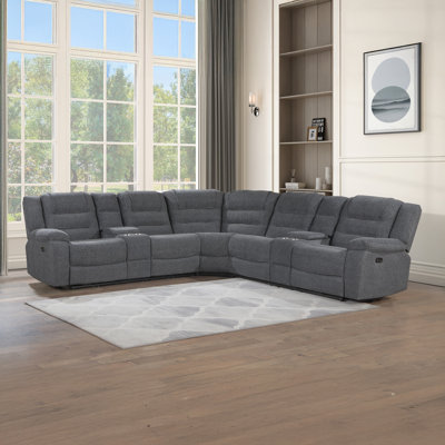 Hynes 3-Piece Chenille Sectional, Dark Gray