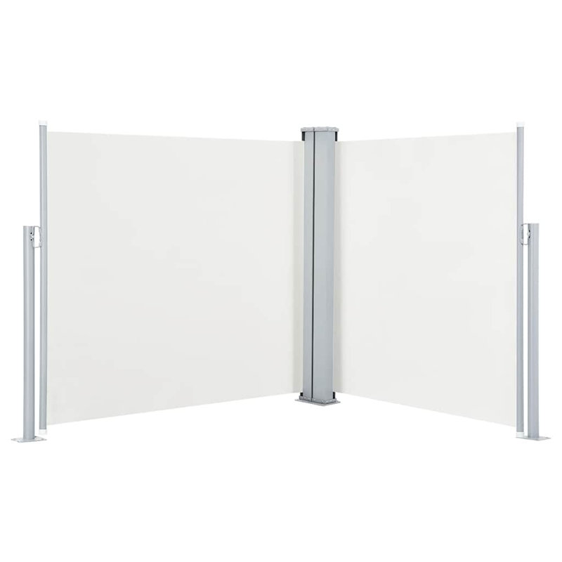 Paravent rétractable avec auvent pliant, Crème, crème, H 39,4 po x l 236,22 po