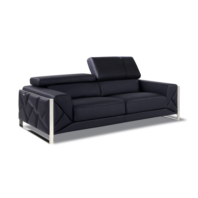 Canapé en cuir Global Global, Argent argent, Noir