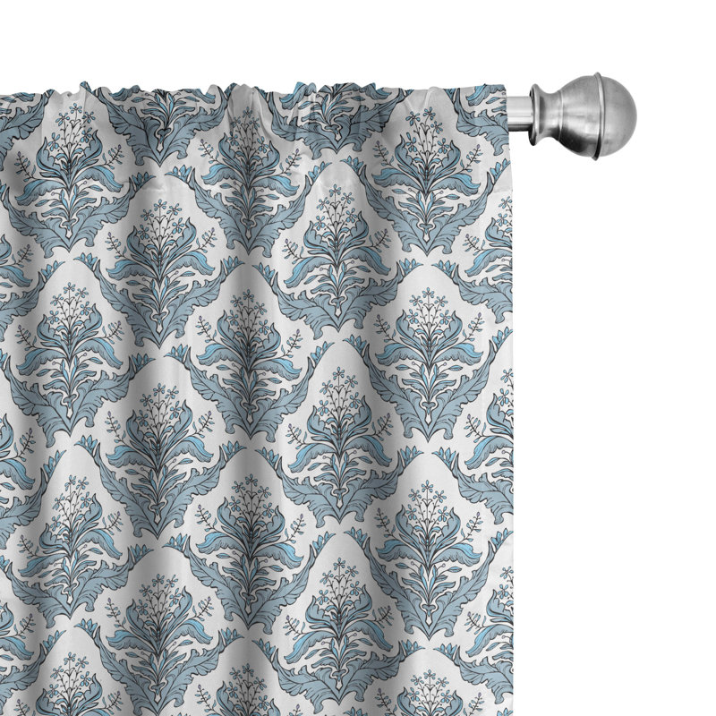 Bungalow à 4 panneaux Bungalow Rose Winter, motif floral damassé classique bleu pâle / gris, L 56 po x L 95 po