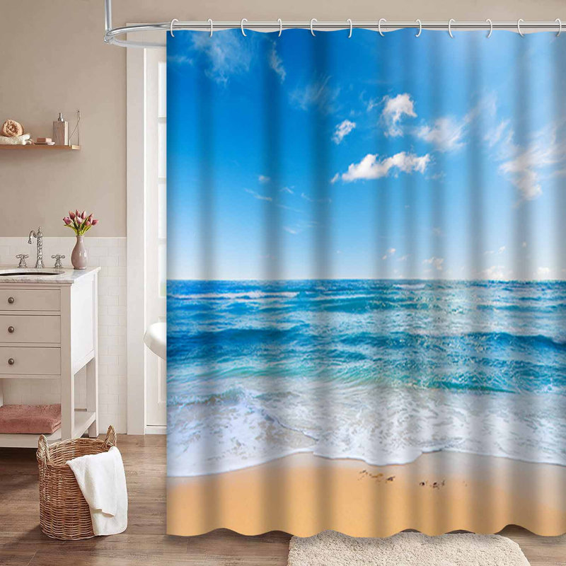 Rideau de douche plage avec 12 crochets, L 72 po x l 78 po