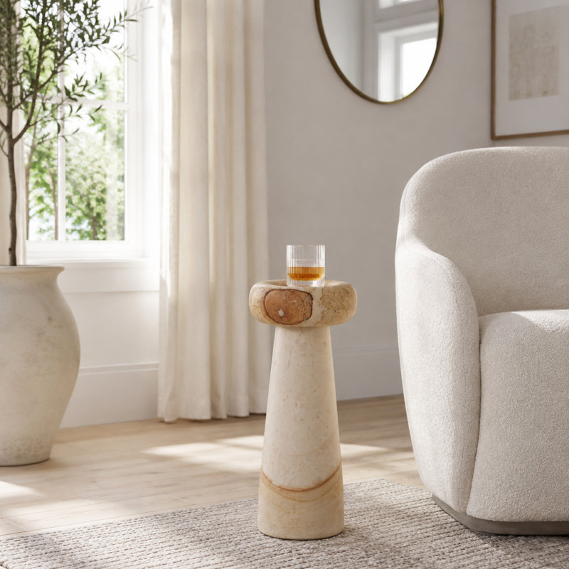 Table d'appoint en grès sculpté Minimalist