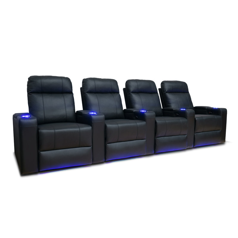 Sièges de Piacenza Home Theater Row (ligne 4), Noir, Cuir