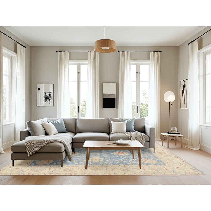 Tapis bleu / beige Grunin, Rectangle 8 pi x 12 pi