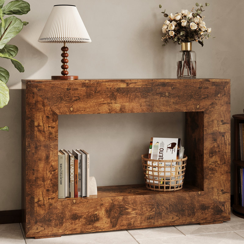 Console 47 po avec rangement pour le couloir, le salon, l'entrée, brun foncé - charme simple, utilisation polyvalente, structure rustique robuste, design
