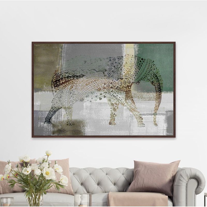 «Jeweled Elephant» par Parvez Taj, reproduction sur toile, 16 po x 24 po, Cadre flottant brun