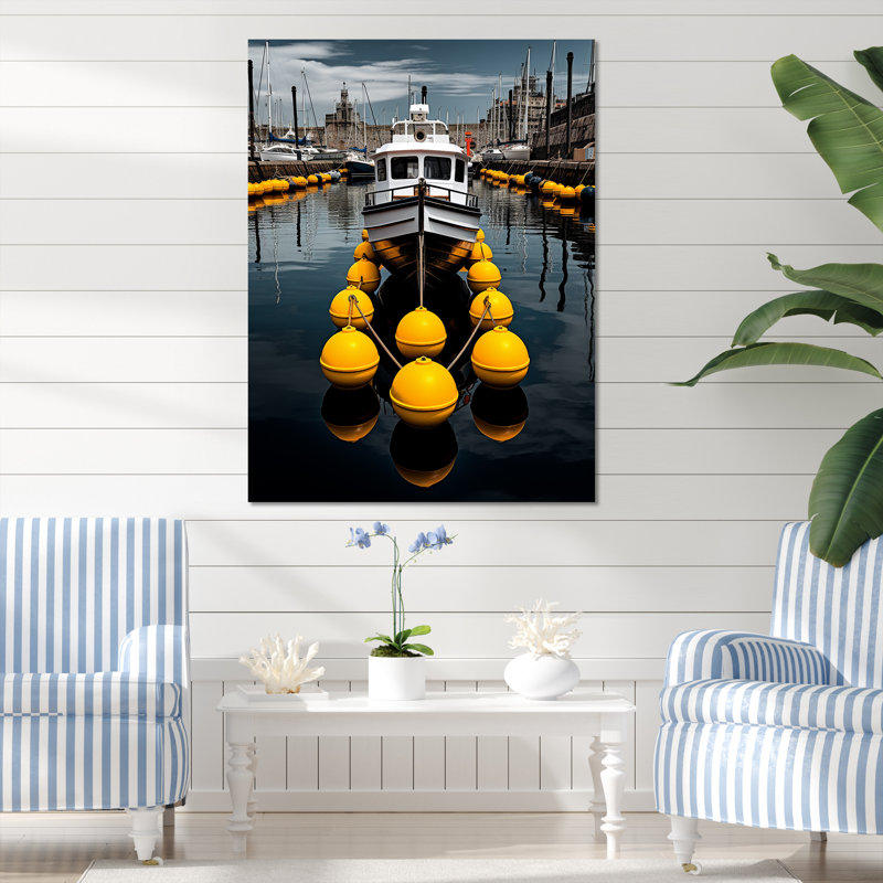 Port Wharf Reflections I - impression, H 20 po x l 12 po x P 1 po, Toile tendue