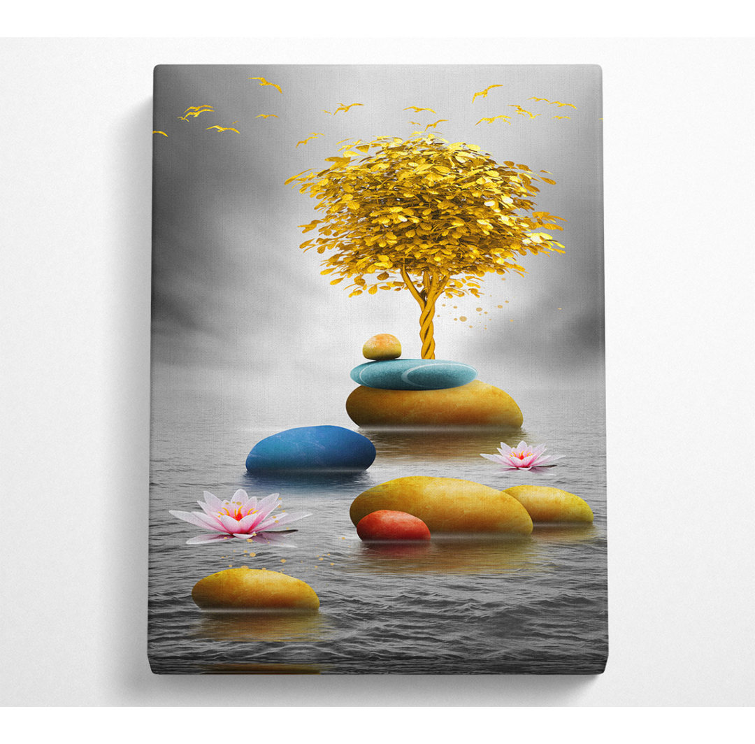 Gold Tree Pebbles - No Frame Kunstdrucke auf Leinwand