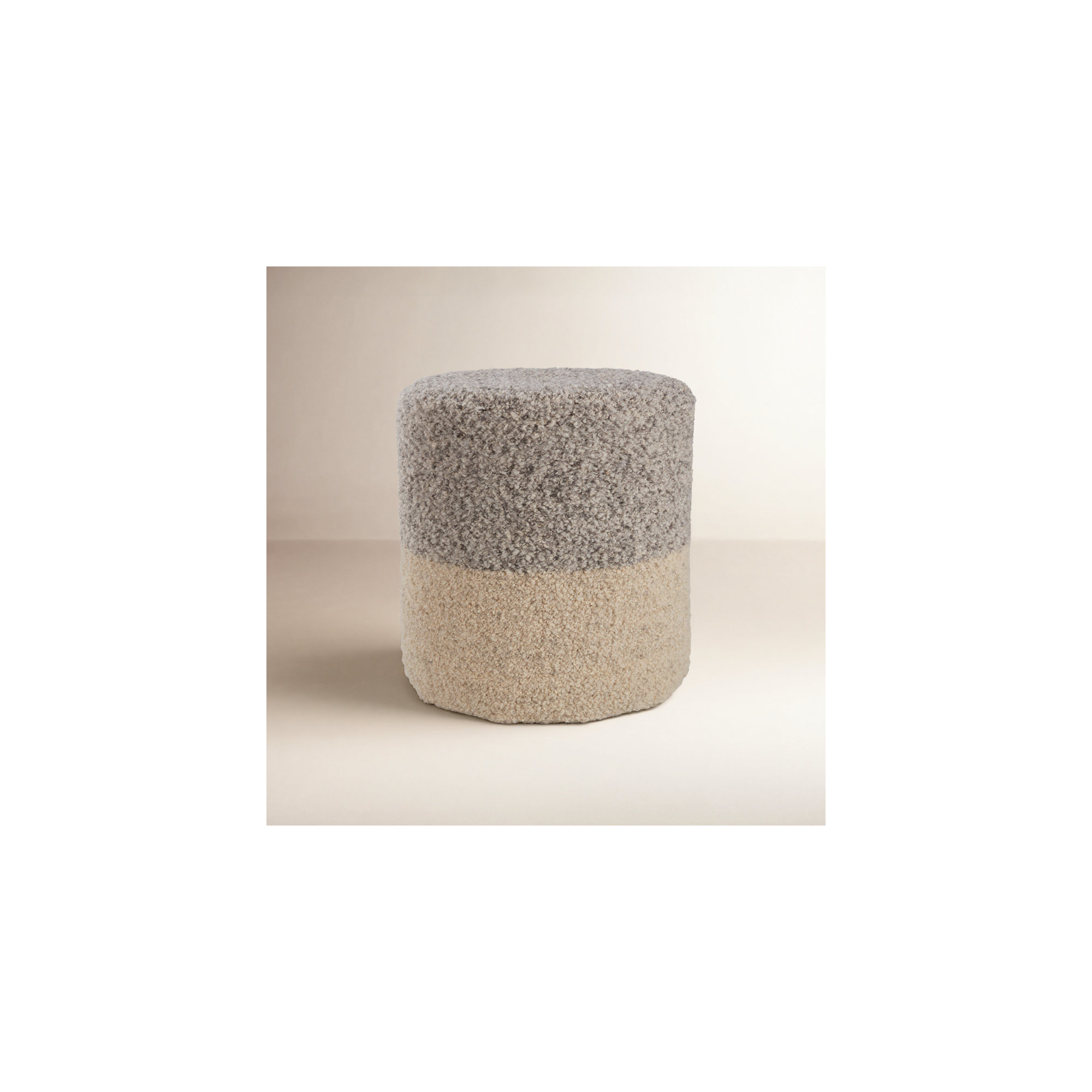 Hatteras Upholstered Pouf, Light Gray