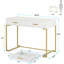 Bureau d'ordinateur avec 2 tiroirs, bureau de bureau moderne, table d'écriture compacte, bureau de coiffeuse pour chambre à coucher, bureau ou petits espaces, structure en métal, style minimaliste