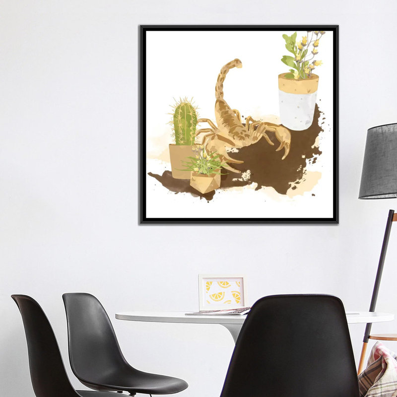 « modern désert », impression sur toile tendue, H 37 po x l 37 po x P 1,5 po, Toile encadrée noire, Pas de tapis