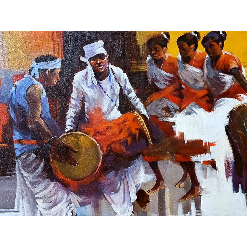 Danse rythmique de Jhumar | Acrylique sur toile | Par Praween Karmakar