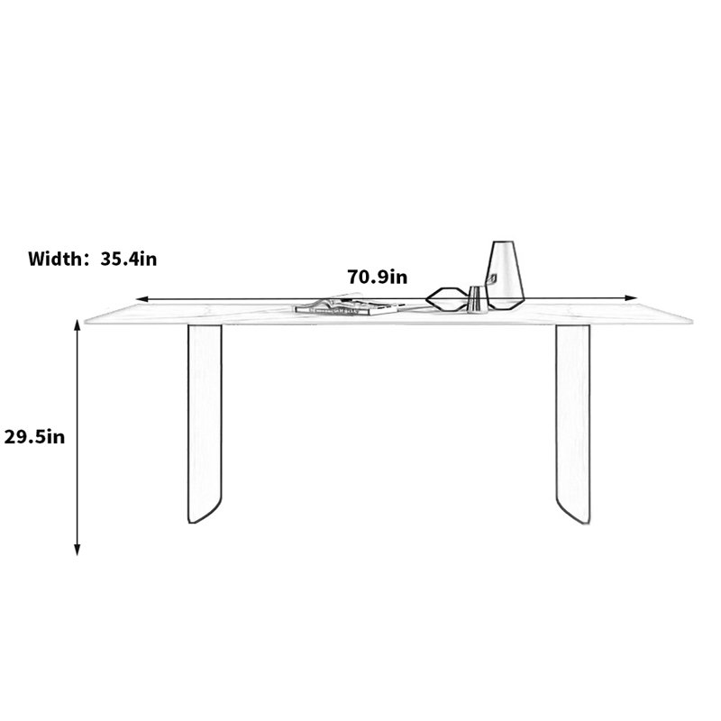 Efrem Rock plate dining table Light minimalist, 29.5"H x 70.9"L x 35.4"W