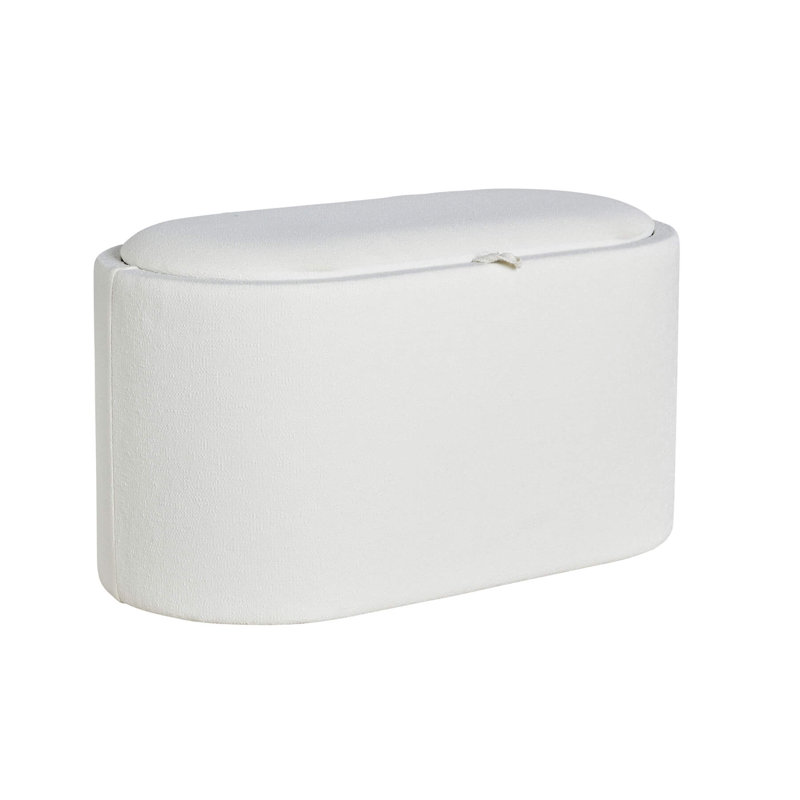Aurie 77cm Wide Rectangle No Pattern Standard Ottoman with Storage, White