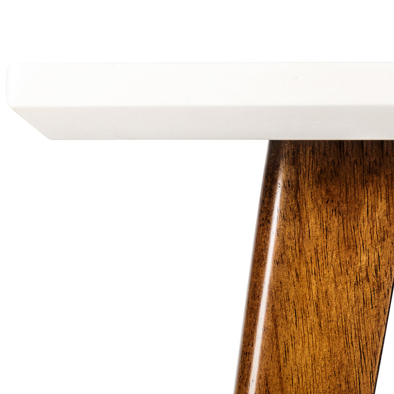 Table de bout avec base en pacane et plateau blanc, tablette de rangement, assemblage requis, base à finition haute de 22 po, plateau et 24 po x 24 po