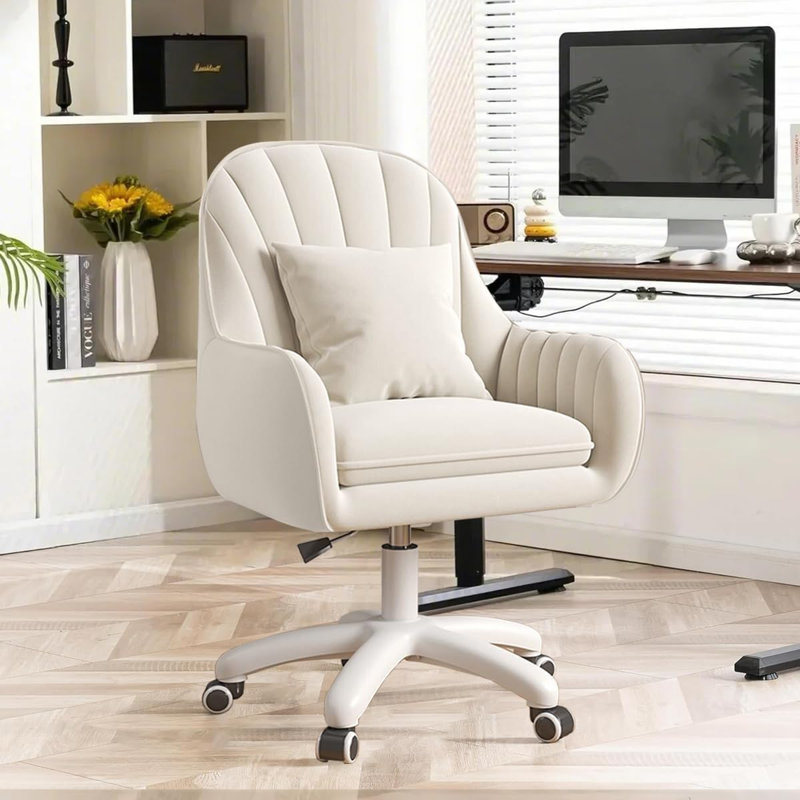 Canora Grey Velvet Task Chair, White