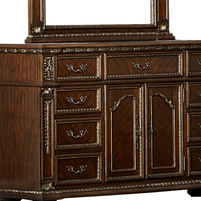 Miroir de commode en bois avec cadre Hajek