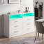 Commode de chambre à coucher avec lumières DEL et multiprise, commode de rangement moderne, meuble télé, 6 tiroirs, blanc-572094147